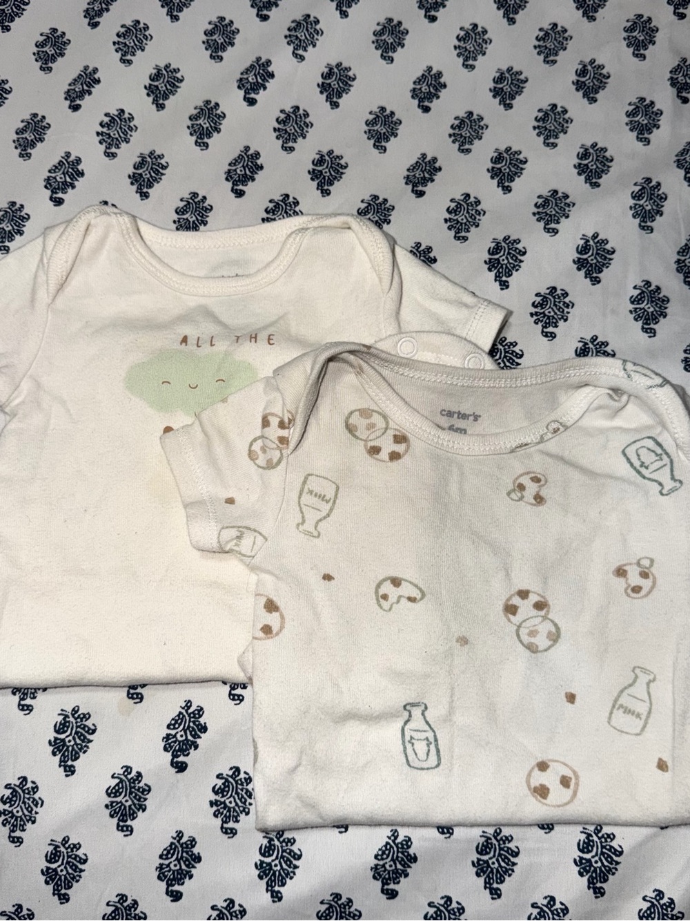 Carter's White & Cream Baby Short-Sleeve bodysuit 2ct